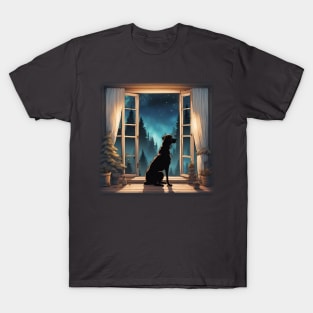 Man's best friend on a starry night T-Shirt